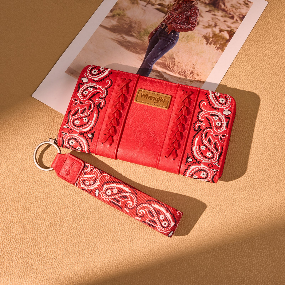 Wrangler Bandana Paisley Print Wallet - Red