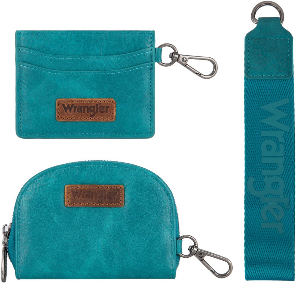 Wrangler Dual Pouch Wristlet Credit Card Holder Wallet - Turquoise