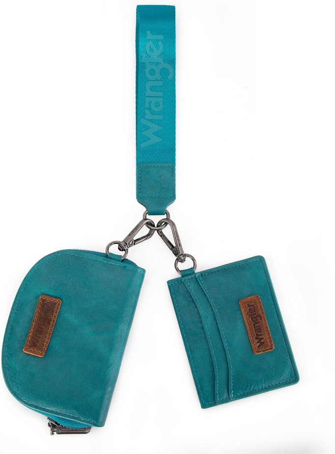 Wrangler Dual Pouch Wristlet Credit Card Holder Wallet - Turquoise