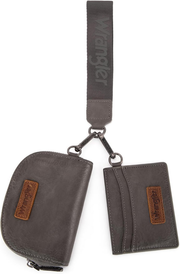 Wrangler Dual Pouch Wristlet Credit Card Holder Wallet- Gray