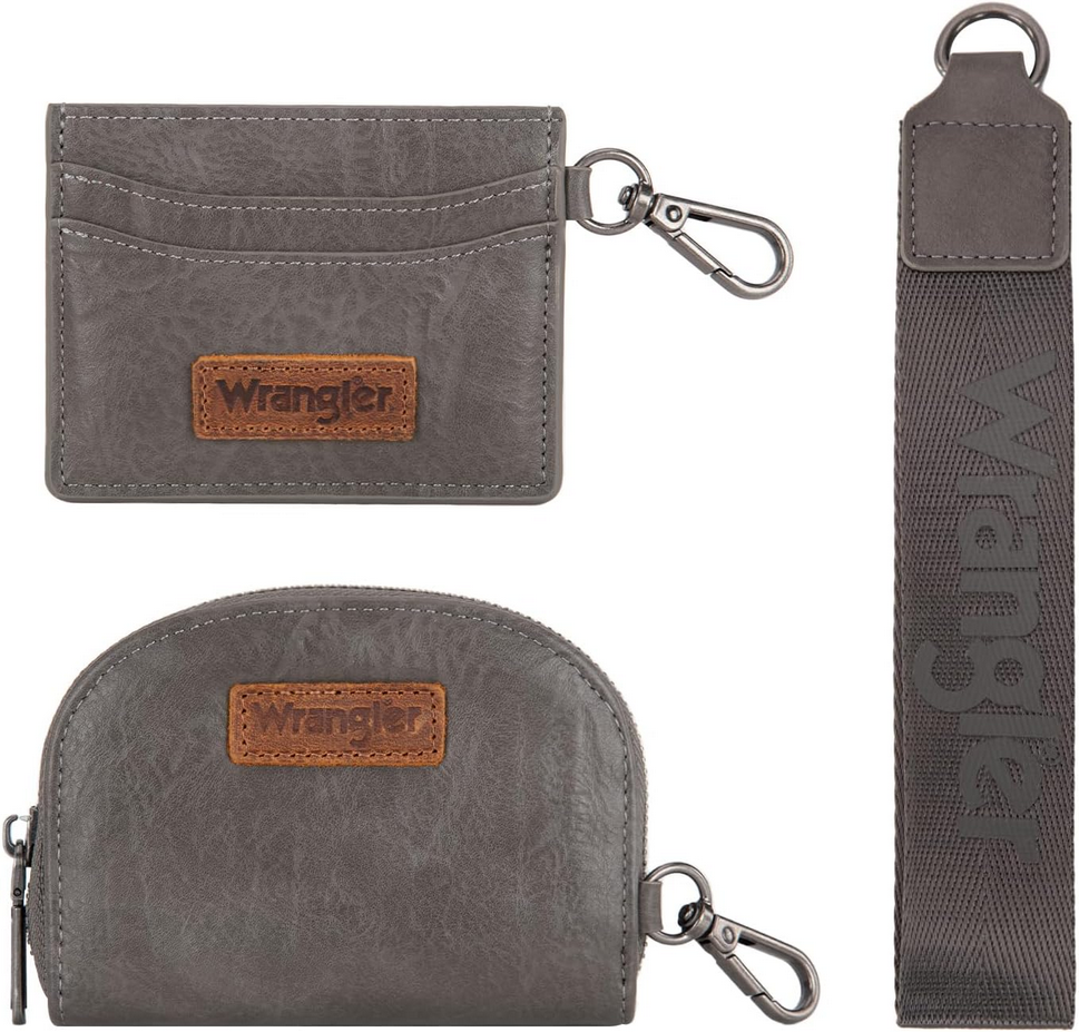 Wrangler Dual Pouch Wristlet Credit Card Holder Wallet- Gray