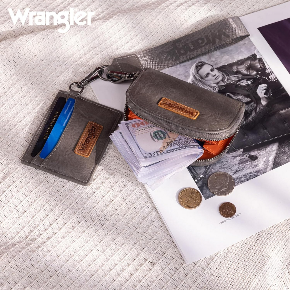 Wrangler Dual Pouch Wristlet Credit Card Holder Wallet- Gray