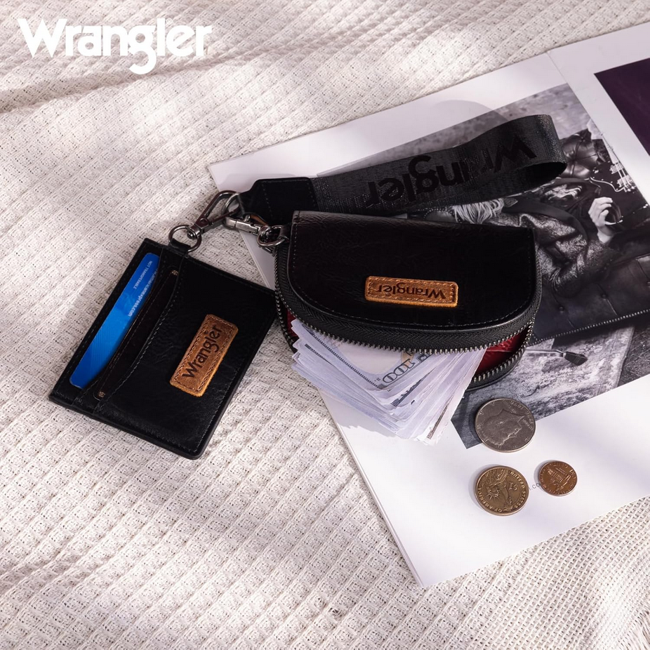 Wrangler Dual Pouch Wristlet Credit Card Holder Wallet- Black
