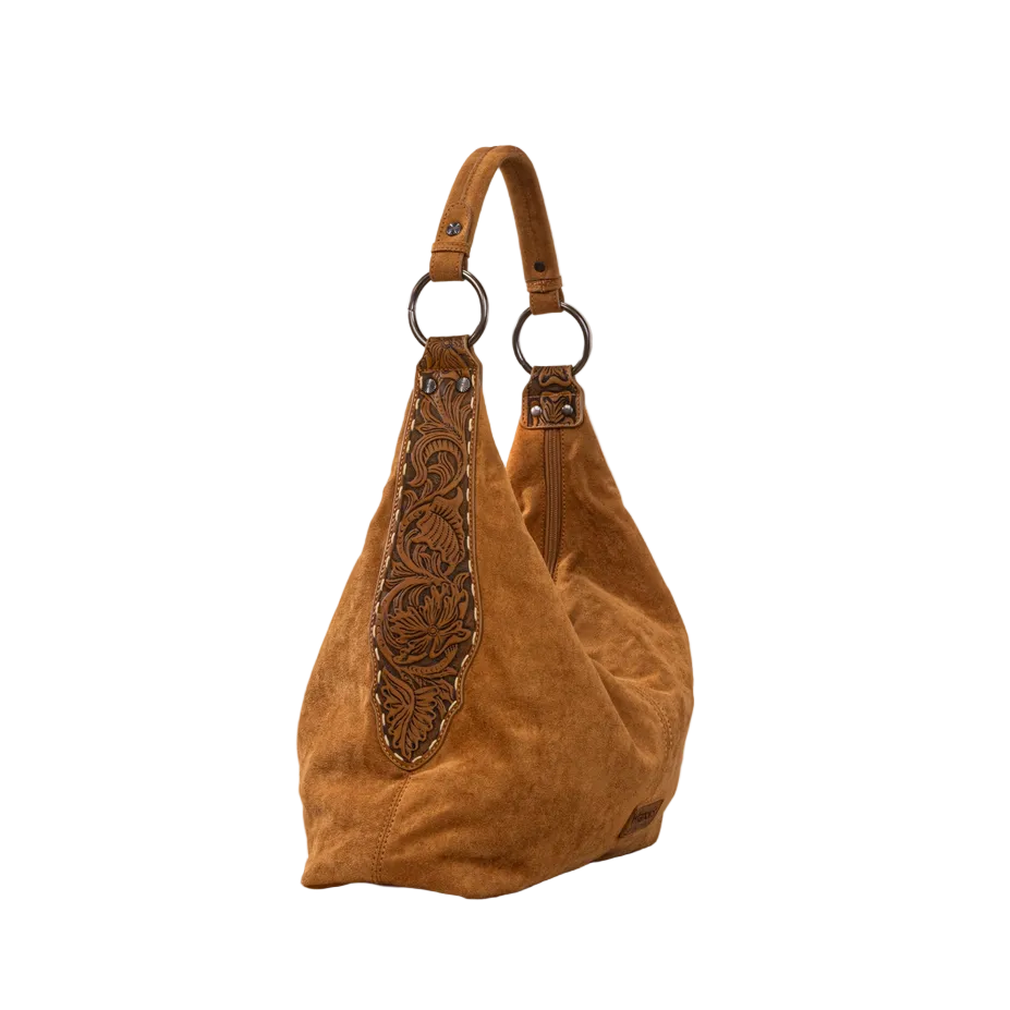 Wrangler Floral Tooled Hobo Bag with Pouch – Brown