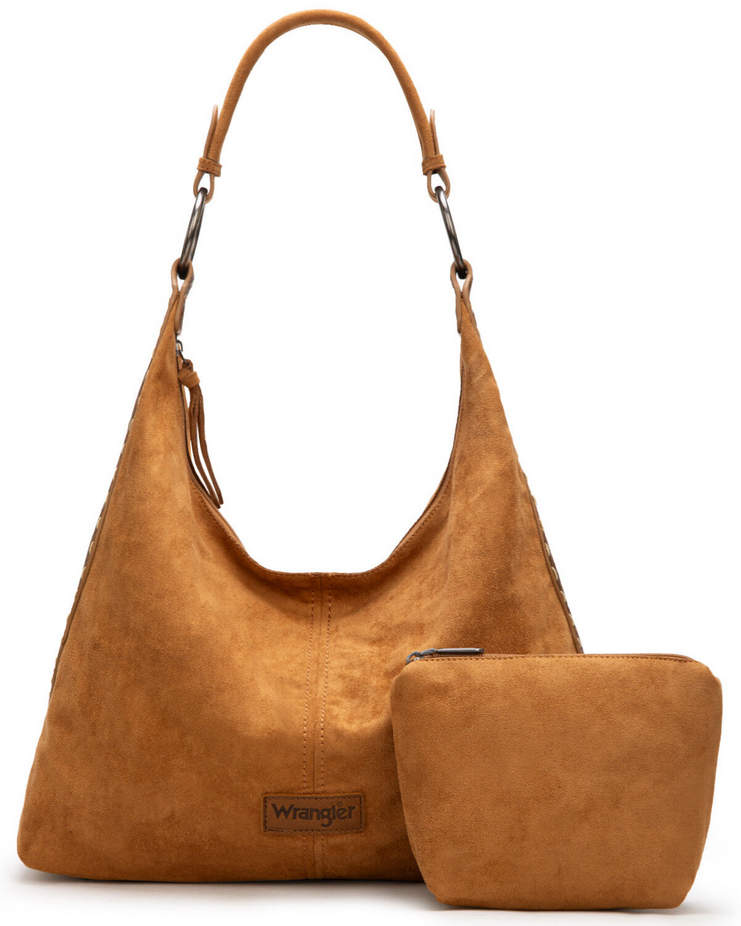 Wrangler Floral Tooled Hobo Bag with Pouch – Brown
