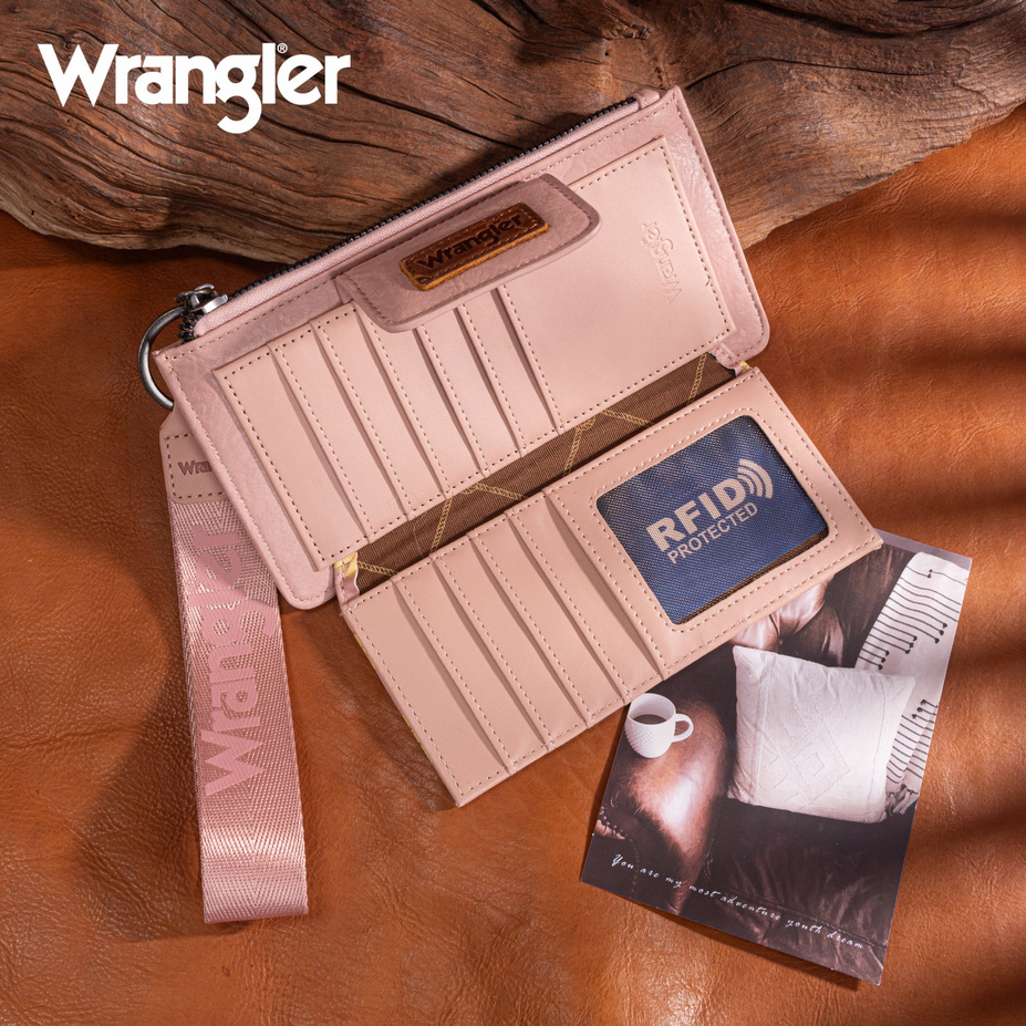 Wrangler Sunflower Print Card Wallet/Wristlet – Dark Pink