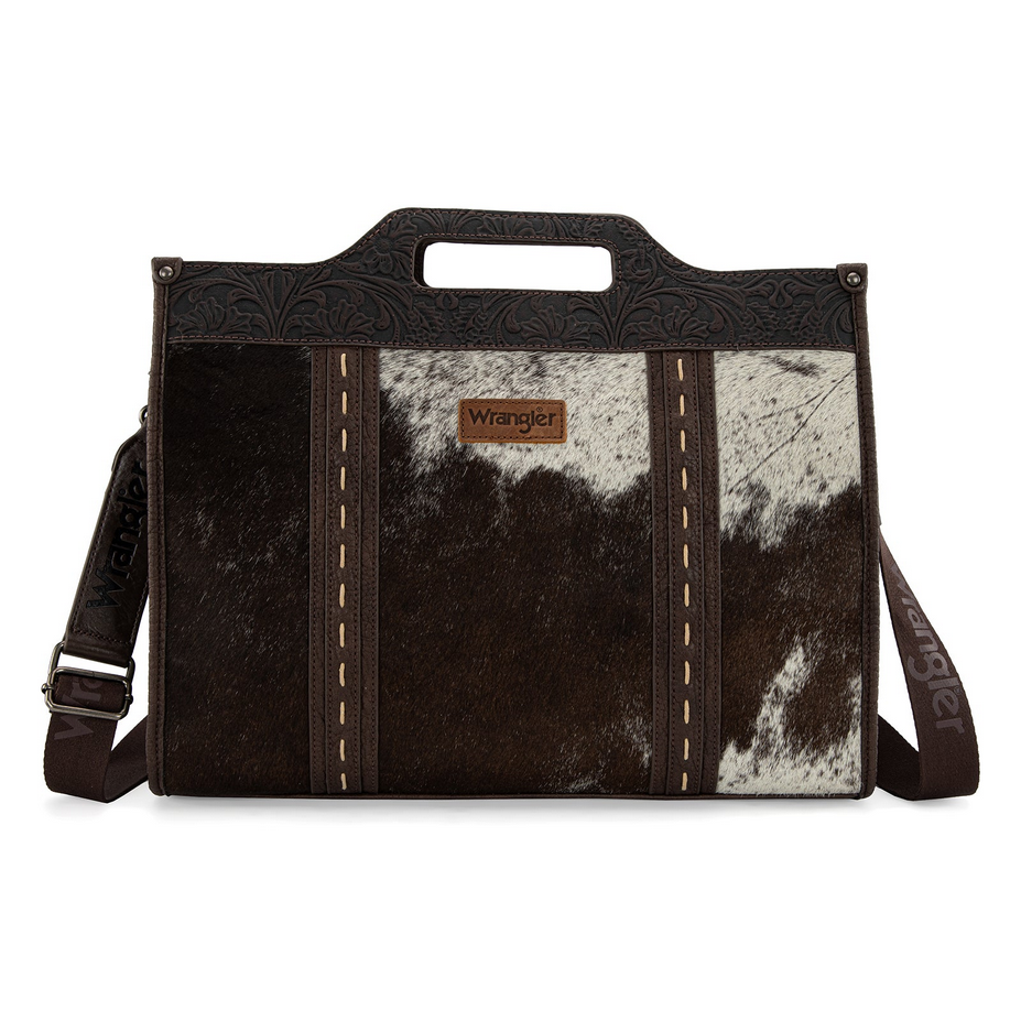 Wrangler Genuine Cowhide Carry-All Cowhide Large Tote / Crossbody – Coffee