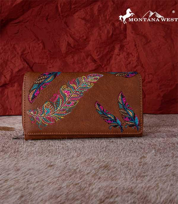 Montana West Feather Embroidered Wallet