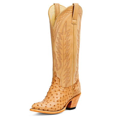 M4006 Tan Vintage Latte Veranda Full Quill Ostrich Boot