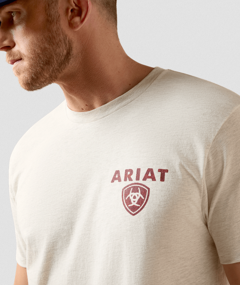 Ariat Men’s Trucker Freedom Flag T-Shirt – Oatmeal Heather