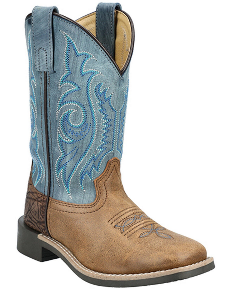 3422Y Youth Cole Vintage Brown Blue Western Boot