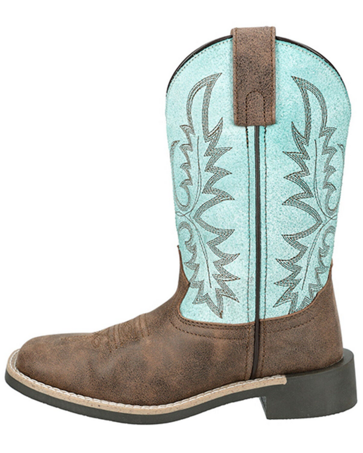 3408C Kids Rustic Rider Brown Turquoise Western Boot