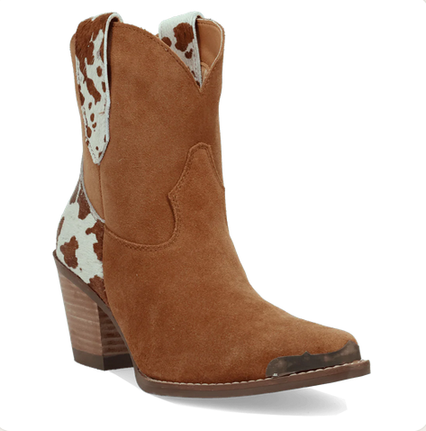 Texas Charm Suede Leather Bootie - Camel Cow