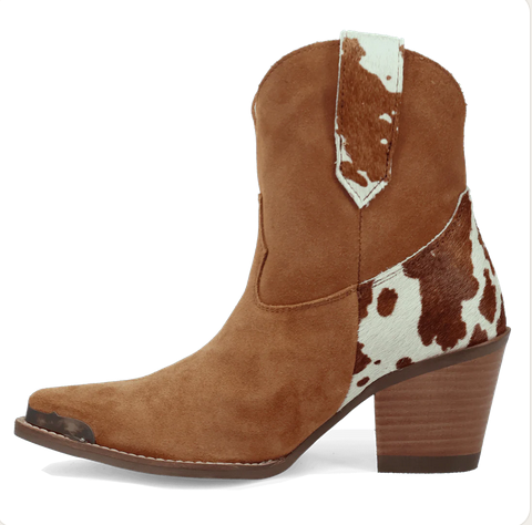 Texas Charm Suede Leather Bootie - Camel Cow