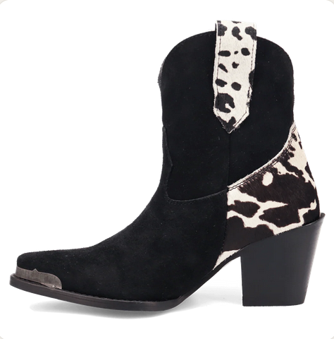 Texas Charm Suede Leather Bootie - Black Cow