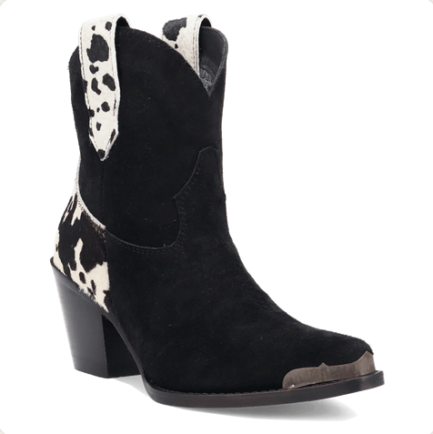 Texas Charm Suede Leather Bootie - Black Cow