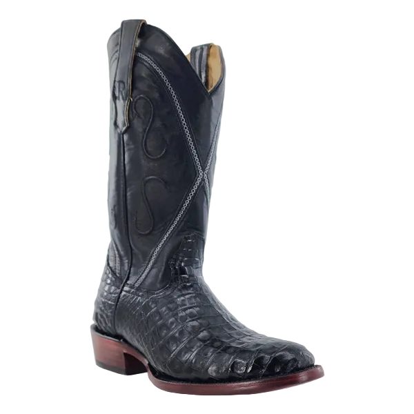 Men’s Black Caiman Belly Medium Round 13″ Boot