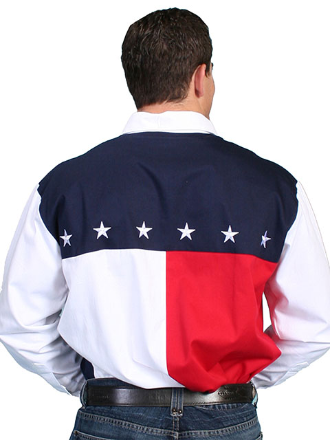 Scully Mens Red, White, and Blue Color Block Shirt