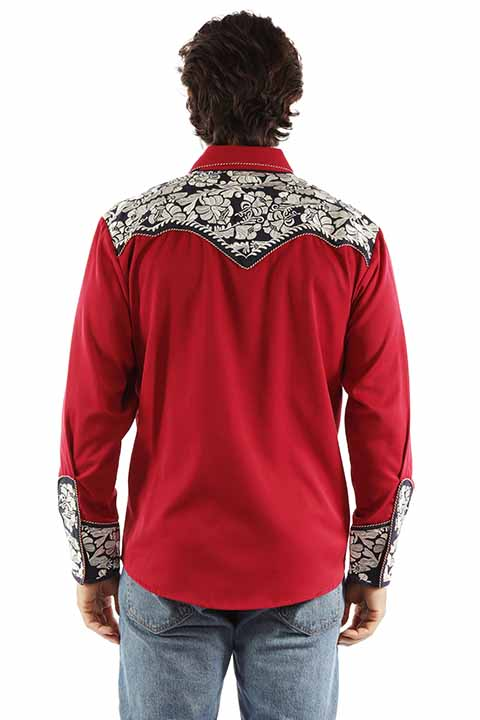 Scully Men's Floral Tooled Shirt