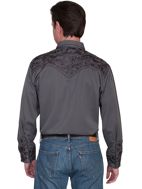 Scully Men's Floral Tooled Shirt