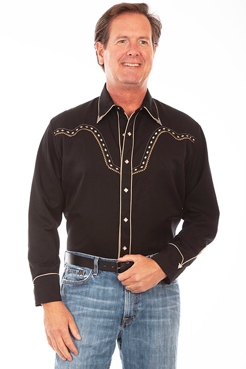 Scully Mens Diamond Yoke Embroidered Shirt