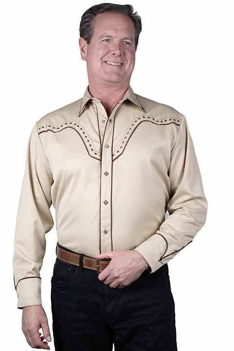 Scully Mens Diamond Yoke Embroidered Shirt