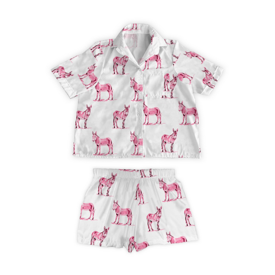 Donkey Icon Fuchsia Shorty Pajama Set
