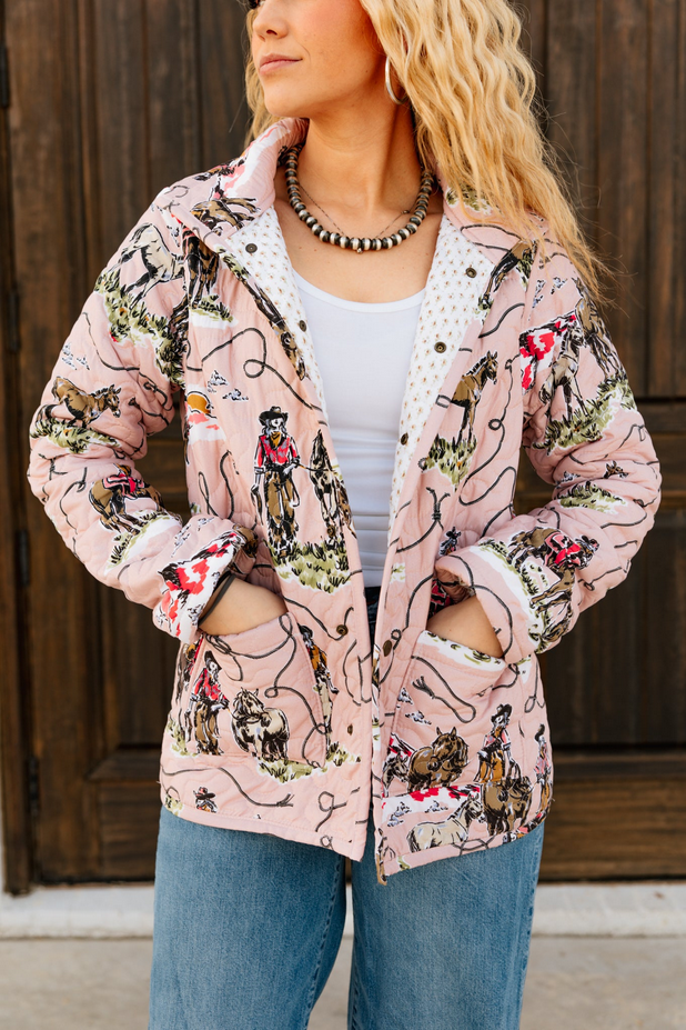 Ida Mae Sierra Cowgirl Rose Quilted Snap Jacket