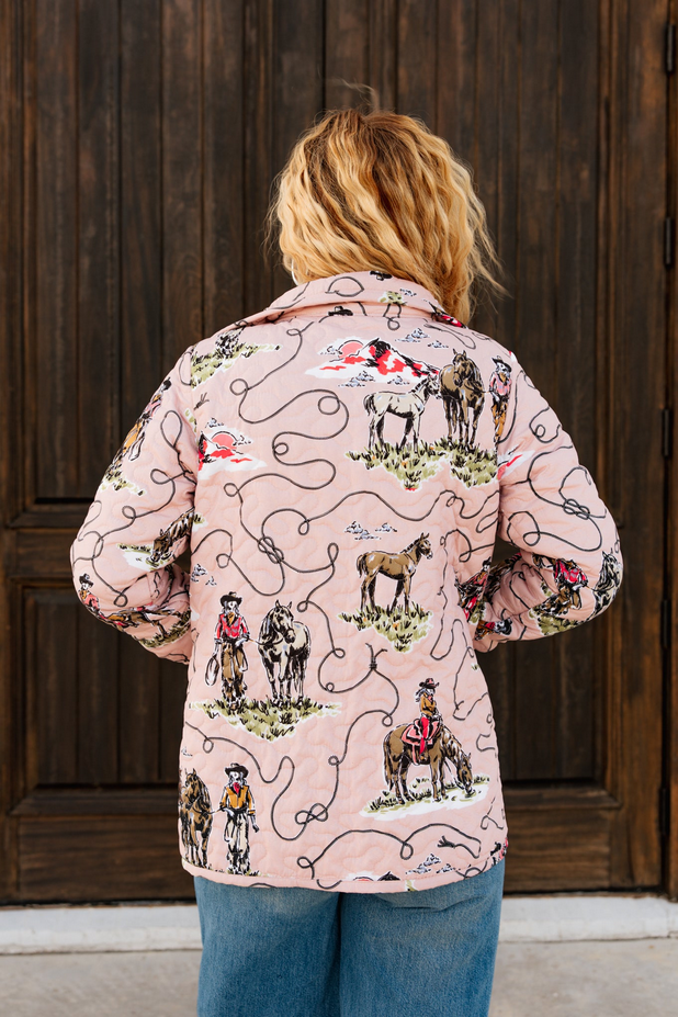 Ida Mae Sierra Cowgirl Rose Quilted Snap Jacket