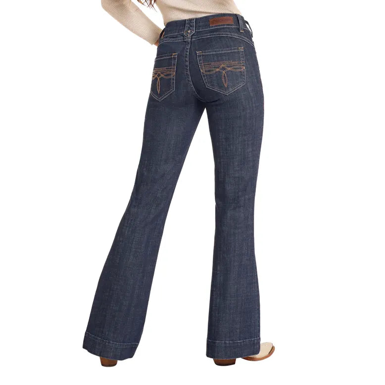 Rock & Roll Diamond Belt Loop Mid-Rise Trouser