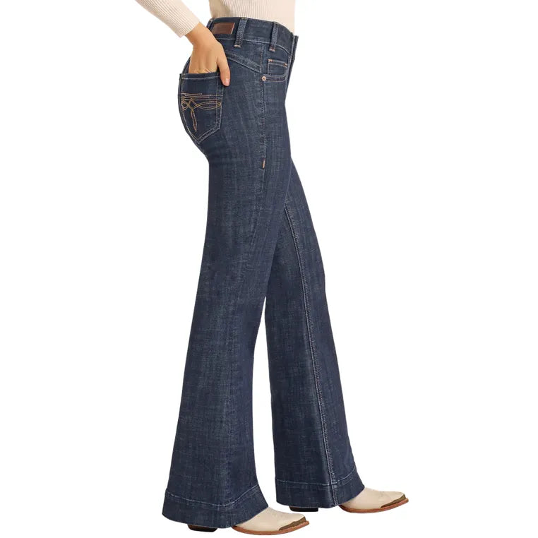 Rock & Roll Diamond Belt Loop Mid-Rise Trouser