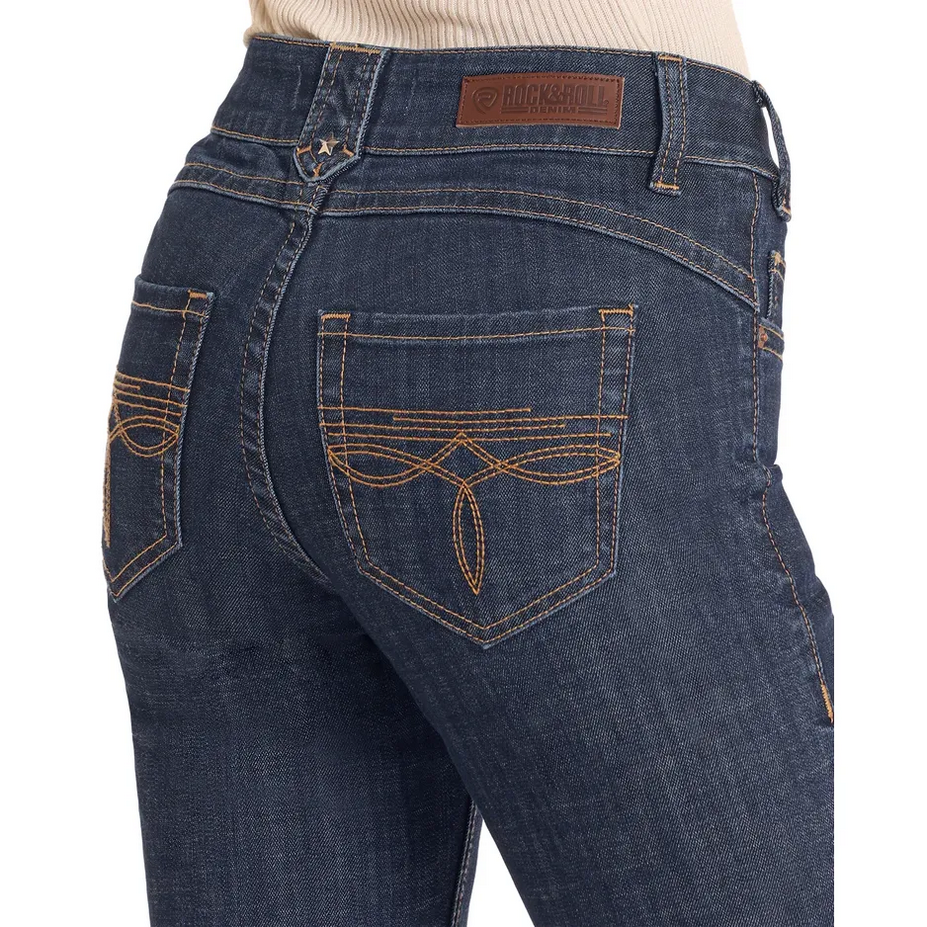 Rock & Roll Diamond Belt Loop Mid-Rise Trouser