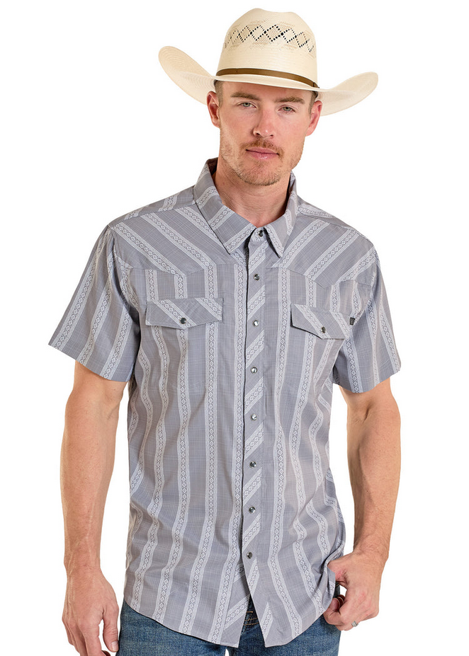 TEK Western Classic Dobby Stripe Short Sleeve Shirt