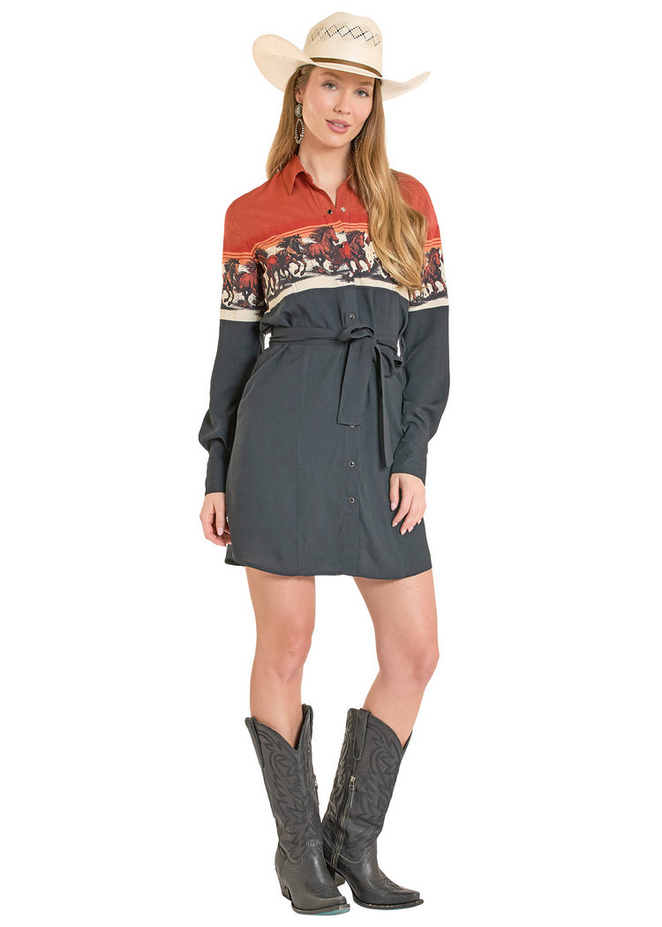 Wild Horses Shirt Dress