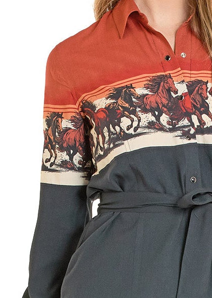 Wild Horses Shirt Dress
