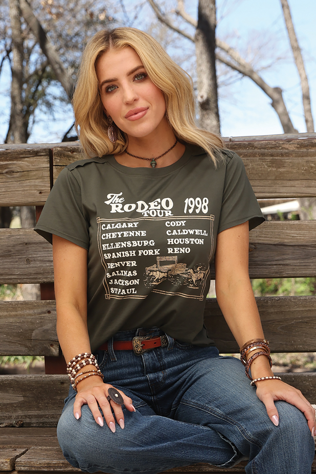 Cinch Women’s Rodeo Tour Cropped Tee – Olive