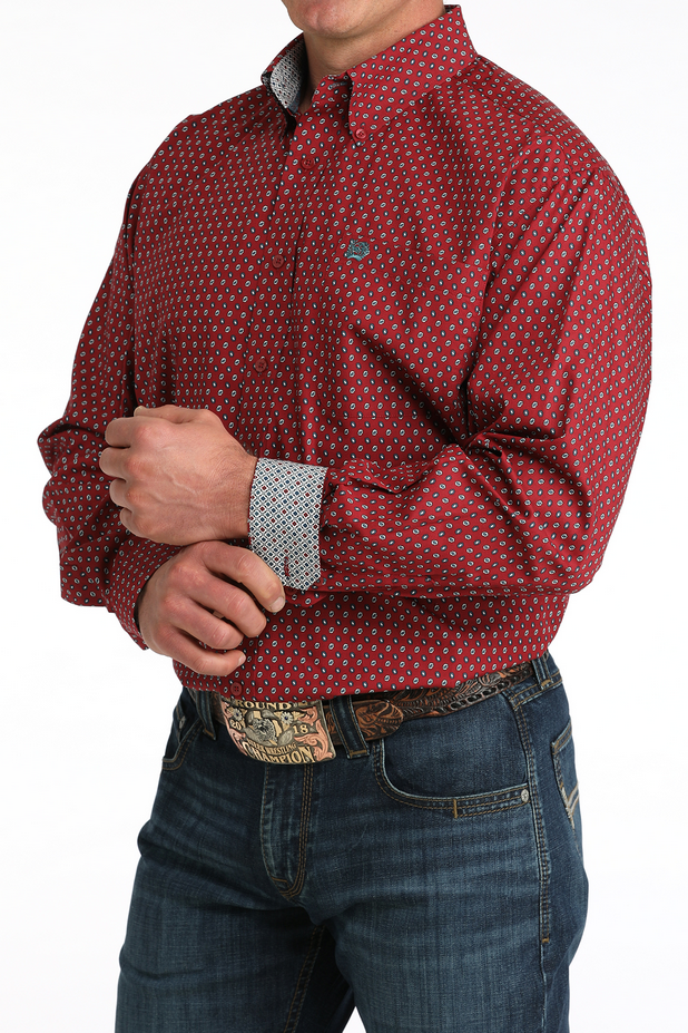 Cinch Men’s Classic Fit Geometric Print Button-Down Western Shirt