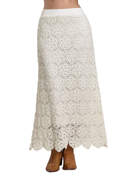 Cream Crochet Midi Skirt