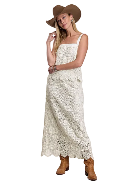 Cream Crochet Midi Skirt