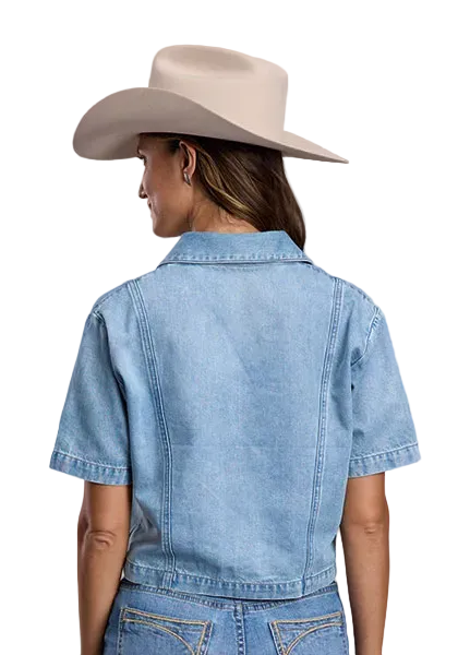 Denim Crop Short Sleeve Shirt