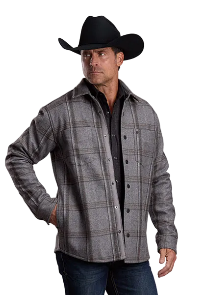Wool Blend Plaid Shirt Jacket