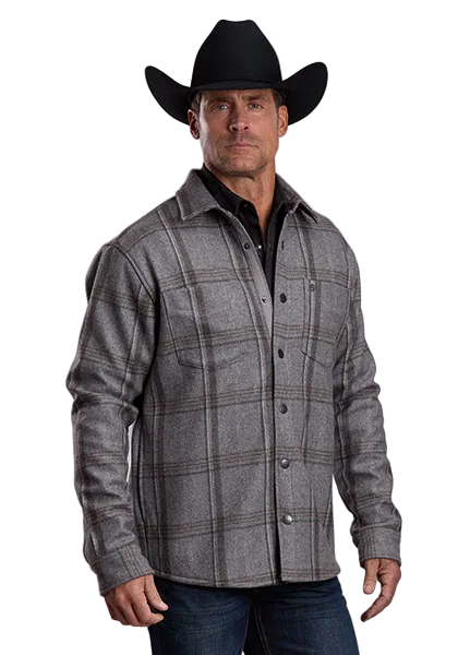 Wool Blend Plaid Shirt Jacket