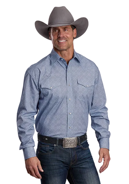 Steel Blue Filigree Western Shirt
