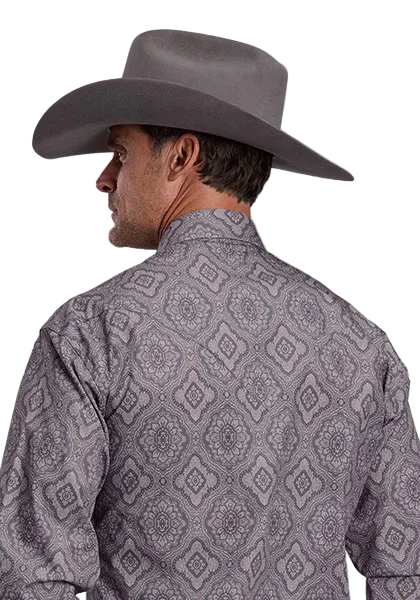 Grey Medallion Paisley Snap Shirt