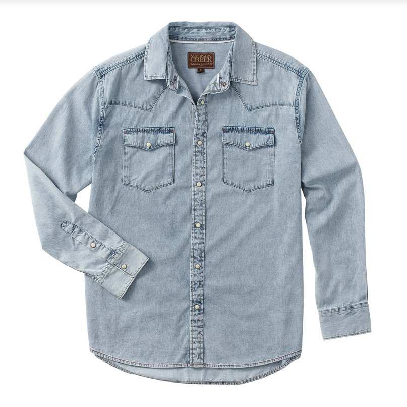 Bisley Washed Denim Western Shirt