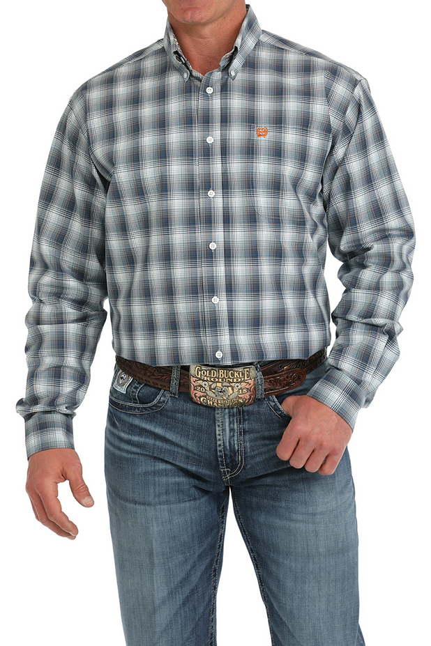Mens Long Sleeve Plaid Western Shirt