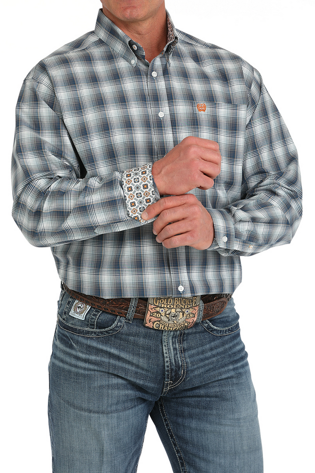 Mens Long Sleeve Plaid Western Shirt