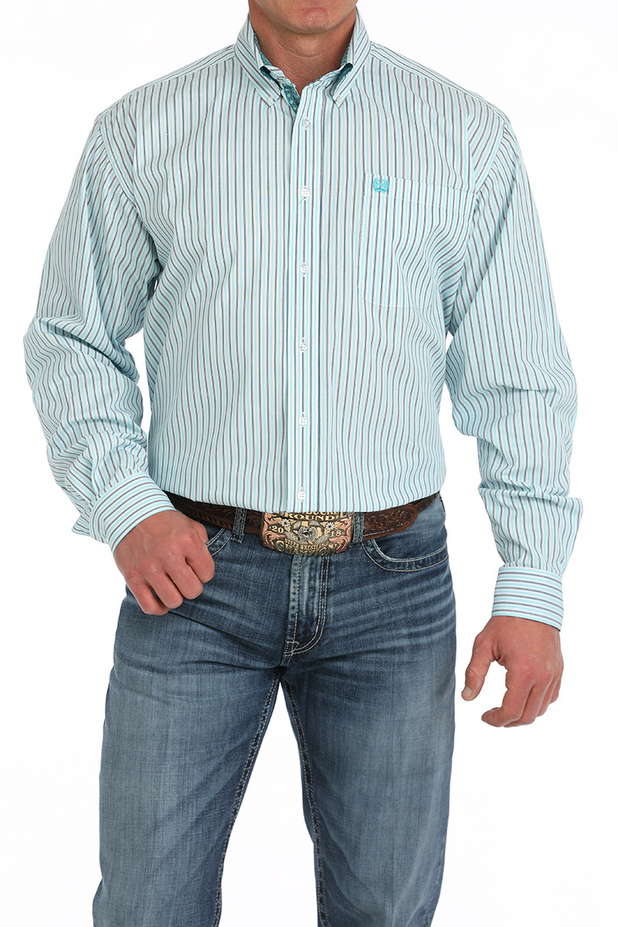 Mens Long Sleeve Striped Western Shirt