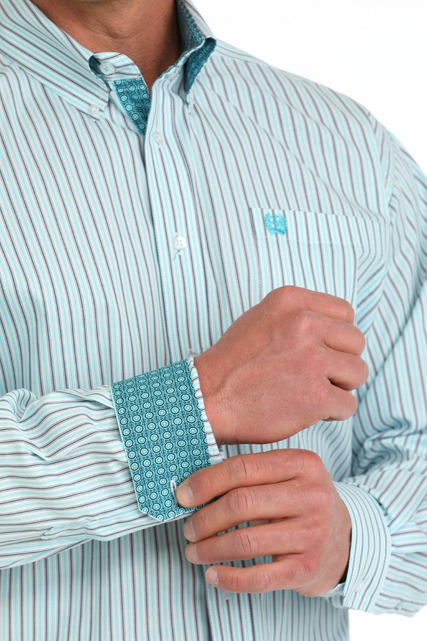 Mens Long Sleeve Striped Western Shirt