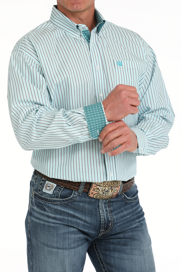 Mens Long Sleeve Striped Western Shirt